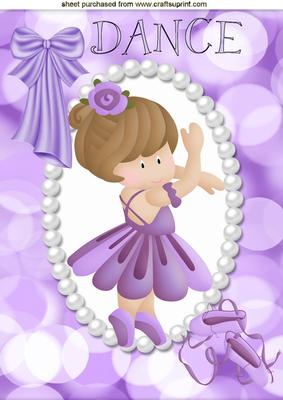 Litle Dancing Ballerina in Purple, A4 Topper