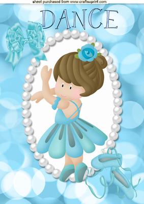 Little Dancing Ballerina in Turquiose, A4 Topper