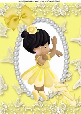 Little Dancing Asian Ballerina in Lemon, A4 Topper