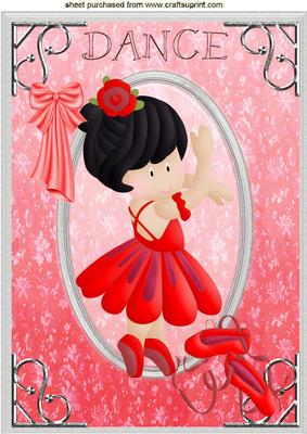 Little Dancing Ballerina in Red, A4 Topper