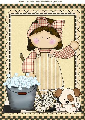 Little Miss Mop with a Puppy, A4 Topper