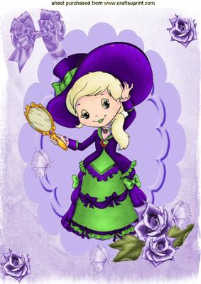Little Victorian Lady in Purple Dress, A4 Topper