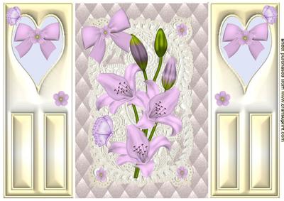Lilac Lillies on Ecru Lace , Gatefold