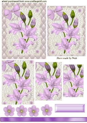 Lilac Lillies on Ecru Lace, Pyramids