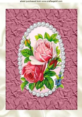 Shades of Pink Roses in Pearl Frame A4 Topper