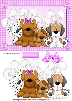 Cute Little Puppies with Bunny Ears