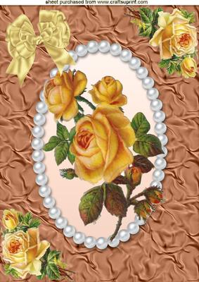 Beautiful Peach Roses in Pearl Frame, A4 Topper