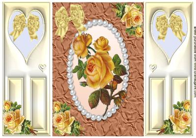 Beautiful Peach Rose in Pearl Frame, Gatefold