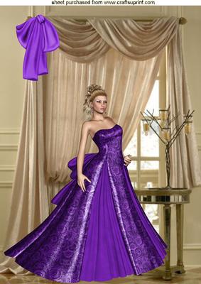 Elegant Lady in a Purple Gown , A4 Topper