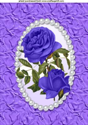 Purple Roses, in a Pearl Frame, A4 Topper