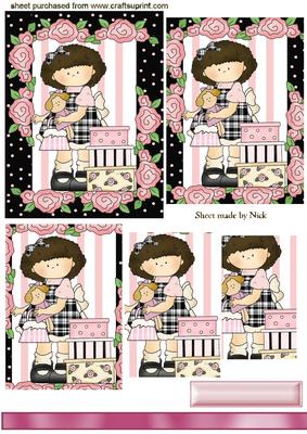 Cute Little Girl with Ragdoll in a Floral Frame, Pyramids