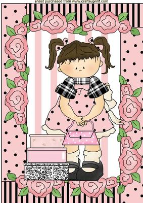 Cute Little Girl with Hand Bag & Presents, A4 Topper
