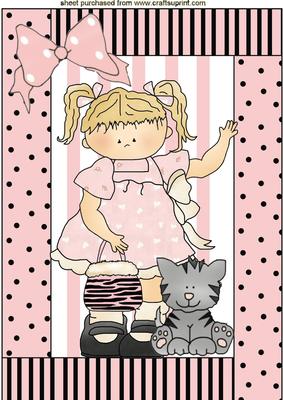 Little Girl with Her Pet Cat, A4 Topper