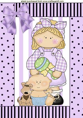 Mummy, Baby & a Little Puppy, A4 Topper