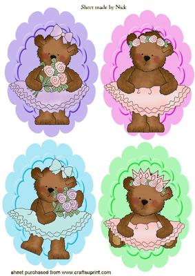 Cute Teddy Ballerinas Toppers