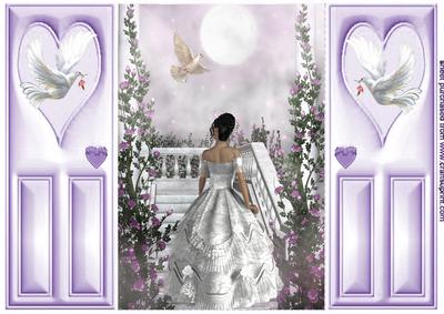 Beautiful Lady in a White Gown in the Garden , Gatefold