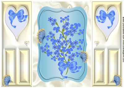 Pretty Floral Topper in Blue, Gatefold