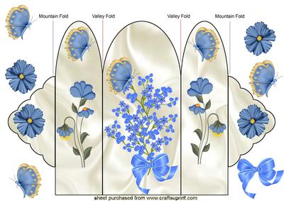 Pretty Blue Flowers with Butterflies Trifold