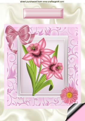 Pink Daffodil on Cream Satin , A4 Topper