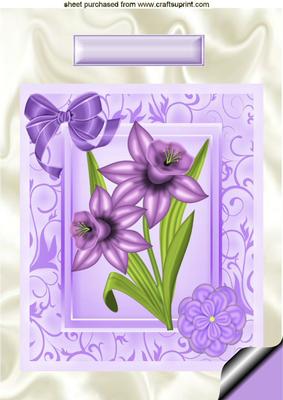Purple Daffodil on Cream Satin, A4 Topper