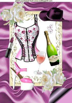 Pink Basque with Champagne, A4 Topper