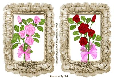 Pretty Pink and Red Roses in Frill Frame