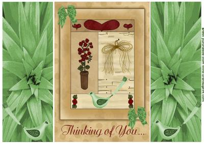 Thinking of You, with Flowers, Little Bird, Gatefold