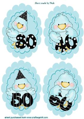 Blue Tweety Bird, Birthday, 30's, 40's, 50's & 60's Toppers