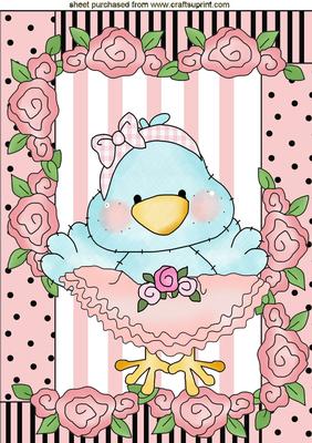 Blue Tweety Bird in Pink Ballerina Dress, A4 Topper