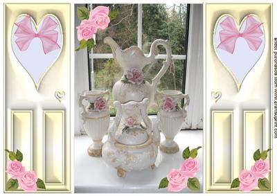 Pretty Floral Rose China Teaset, Gatefold