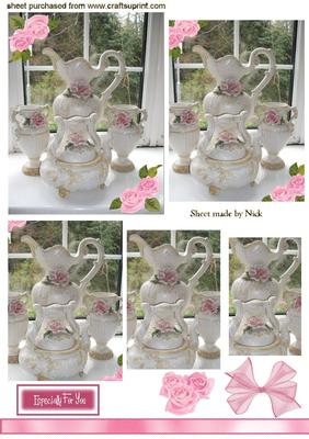 Pretty Floral Rose China Teaset, Pyramids