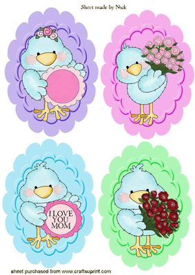 Colourful Toppers of Blue Birds with Flowers