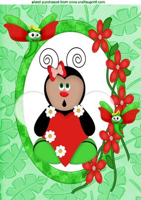 Little Lady Bird, with Butterfly, A4 Topper