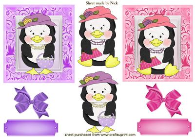 Little Shopping Penguins in Frames, Toppers
