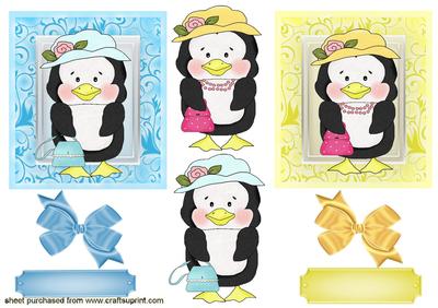 Little Shopping Penguins, in a Frame, Toppers