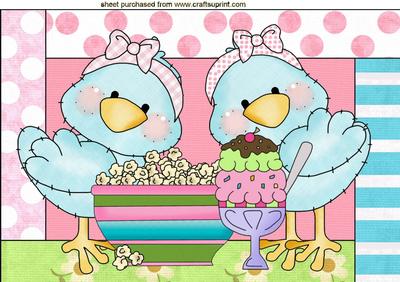 Yummy Icecream, with Little Tweety Birds, A4 Topper
