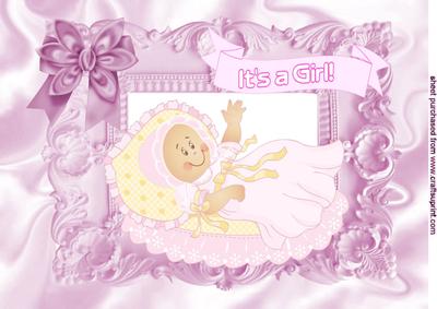 Sweet Little Baby Girl in Ornate Frame, A4 Topper