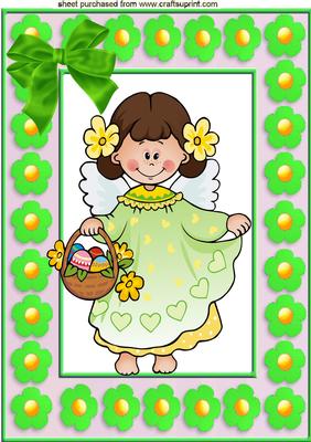 Little Flower Girl in Flower Frame, A4 Topper