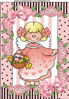 Little Flower Girl, in Flower Frame, A4 Topper