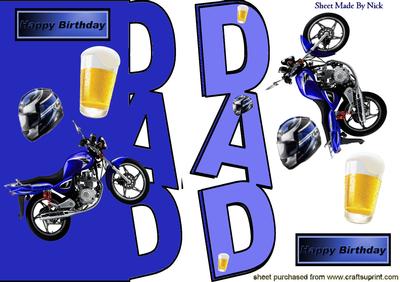 Motor Bike with Crash Helmet & Beer for Dad,over the Edge