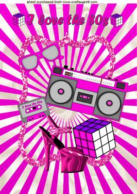 I Love the 80's,funky Cerise, A4 Topper