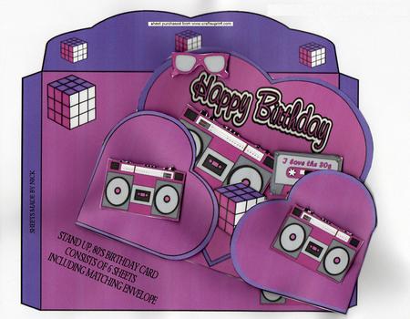 Go Back in Time 80's Birthday Kit, Stand Up Card