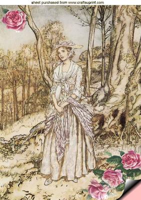 Pretty Vintage Lady in the Woodland, A4 Topper