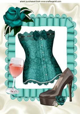 Beautiful Jade Basque, with Jade Rose, A4 Topper