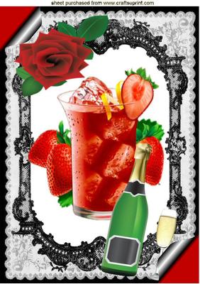 Strawbery Drink in the Summer with Papercurl, A4 Topper