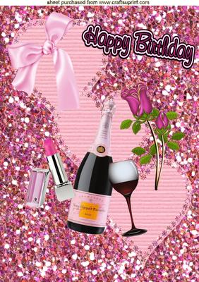 Hearts & Roses, & Pink Champagne, A4 Topper