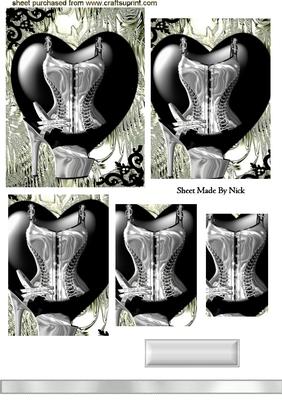 Gorgeous Silver Basque & Shoe, on Black Heart, Pyramids