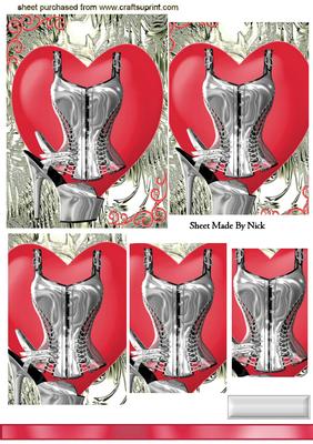 Gorgeous Silver Basque & Shoe on Red Heart, Pyramids