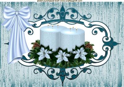 Ice Blue Candles & White Poinsettias, A4