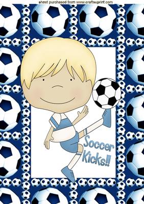 Little Boy Playing Football, A4 Topper